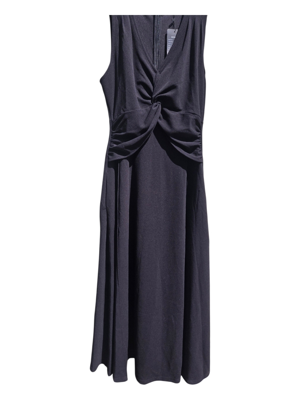 Sleeveless Black Twist-Front Maxi Dress